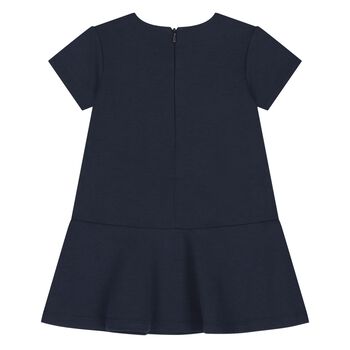 Younger Girls Navy BLue & Gold Logo Dress