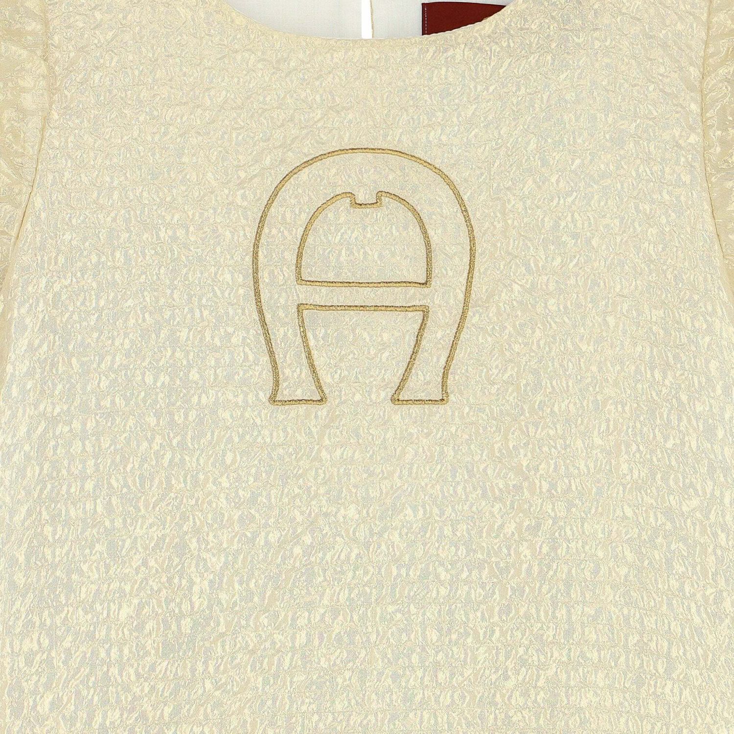 Girls Gold Logo Dress, 1, hi-res