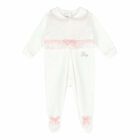 Baby Girls White & Pink Babygrow, 1, hi-res