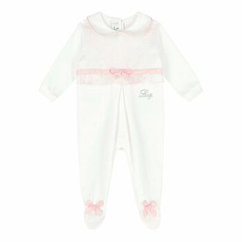 Baby Girls White & Pink Babygrow