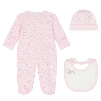 Baby Girls Pink Hearts Babygrow Gift Set