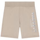 Boys Beige Logo Shorts, 3, hi-res