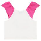 طقم بنات شورت باللون الأبيض والزهري, 1, hi-res