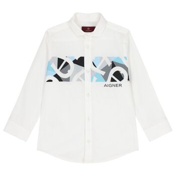 Aigner Boys White Logo Shirt, 1 Boys White Logo Shirt
