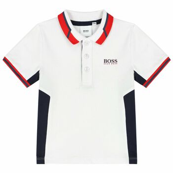 Younger Boys White Logo Polo Shirt