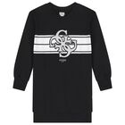 Girls Black Logo Sweatshirt Dress, 2, hi-res