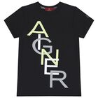 Boys Black Logo T-Shirt, 1, hi-res