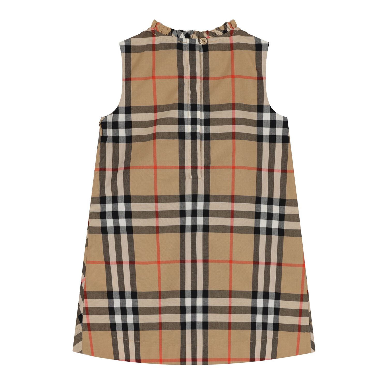Baby Girls Beige Check Dress, 1, hi-res