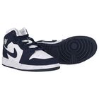 Navy Blue & White Air Jordan 1 Mid Trainers, 1, hi-res