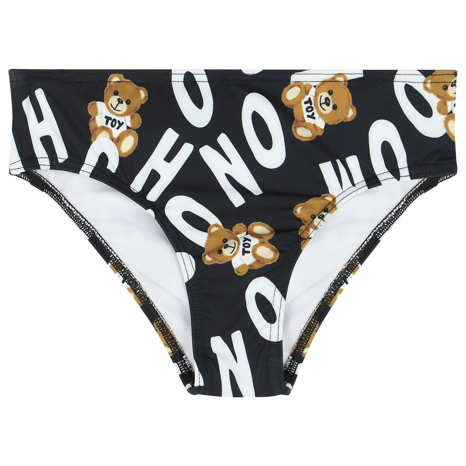 Girls Black Teddy Bear Logo Bikini, 1, hi-res image number null