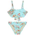 Girls Blue Floral Bikini, 1, hi-res