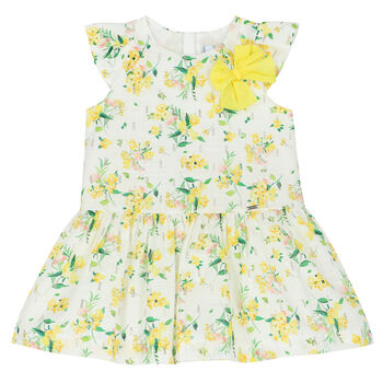 Younger Girls White Floral Dress