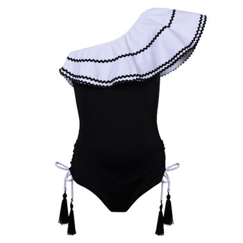 Girls Black & White Swimsuit