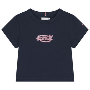 Girls Navy Blue Logo T-Shirt