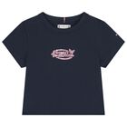 Girls Navy Blue Logo T-Shirt, 1, hi-res