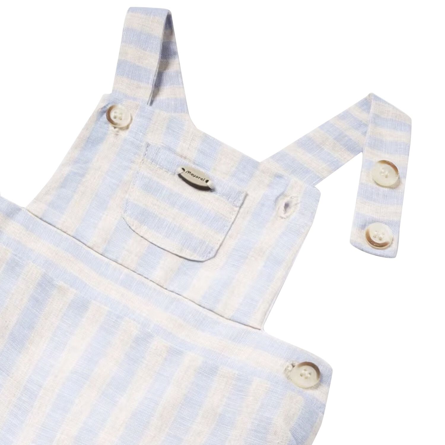 Baby Boys White & Blue Striped Dungaree Set, 1, hi-res