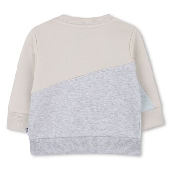 Younger Boys Beige, Grey & Blue Logo Sweatshirt