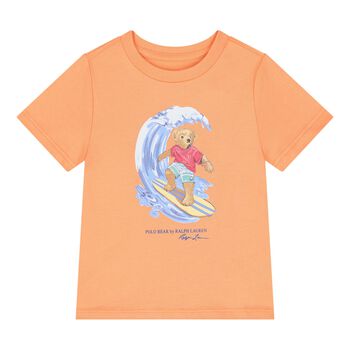 Baby Boys Orange Teddy Bear Logo T-Shirt