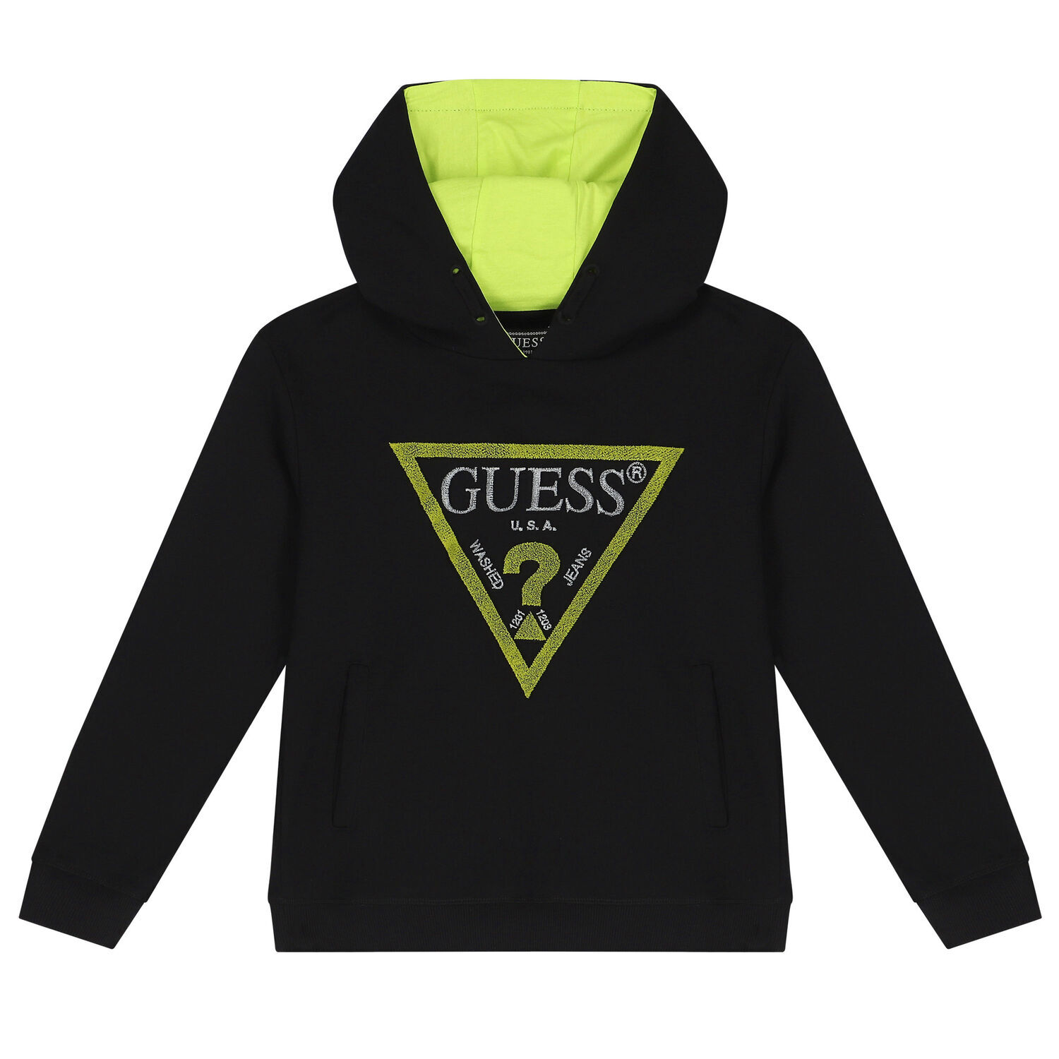 Boys Black Logo Hooded Top, 1, hi-res image number null