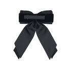 Girls Black Velvet & Grosgrain Bow Hairclip , 1, hi-res