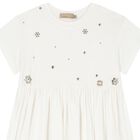 Girls White Embellished Dress, 1, hi-res