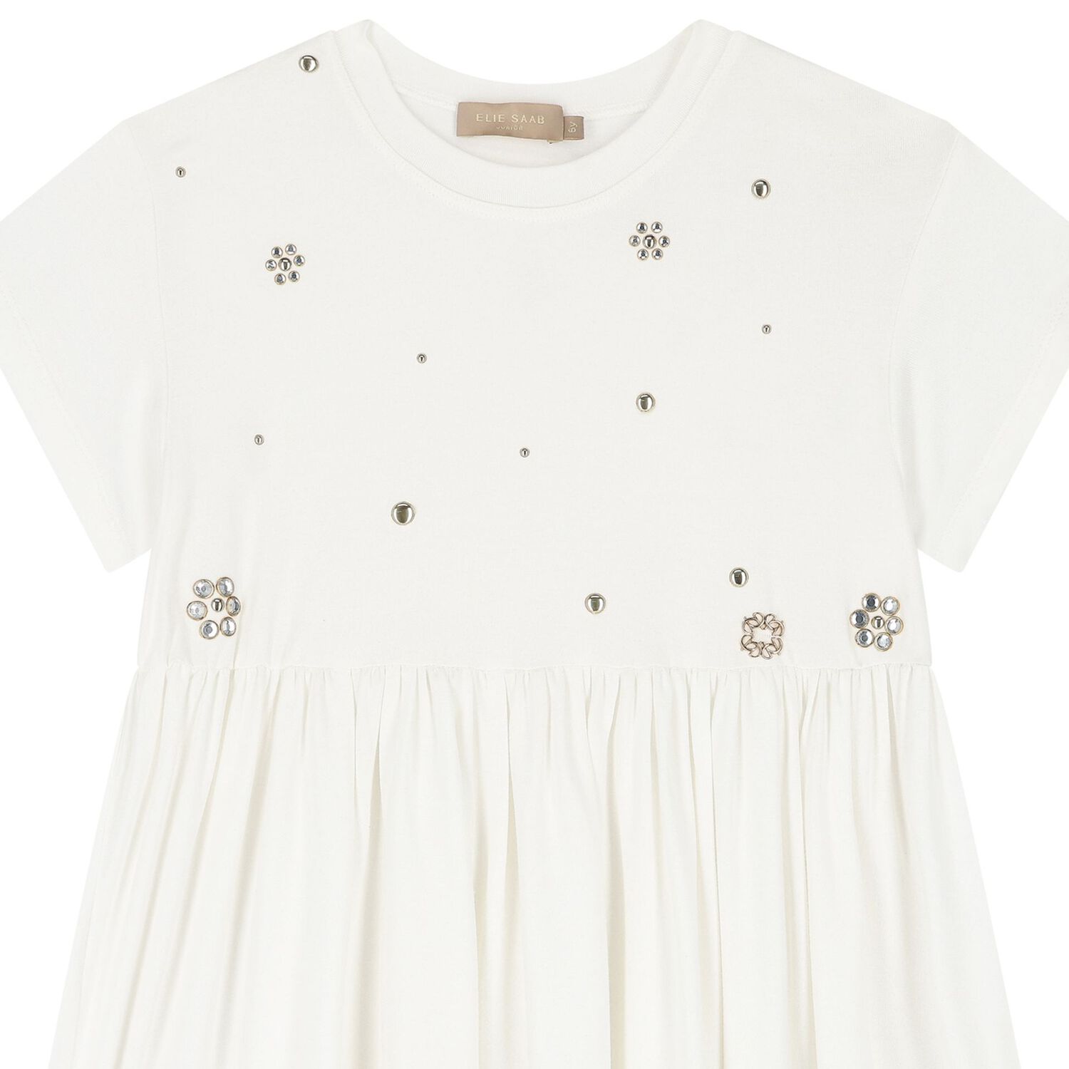 Girls White Embellished Dress, 1, hi-res image number null