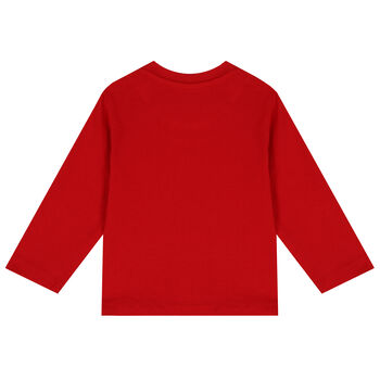 Younger Boys Red Logo Long Sleeve Top