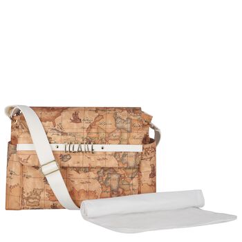 Beige & White Geo Map Baby Changing Bag