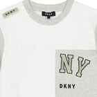 DKNY Girls White & Grey Logo Dress | Junior Couture