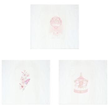 Baby Girls White & Pink Muslin Swaddles (3-Pack)