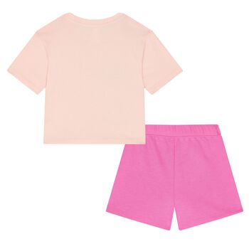 Girls Pink Logo Shorts Set