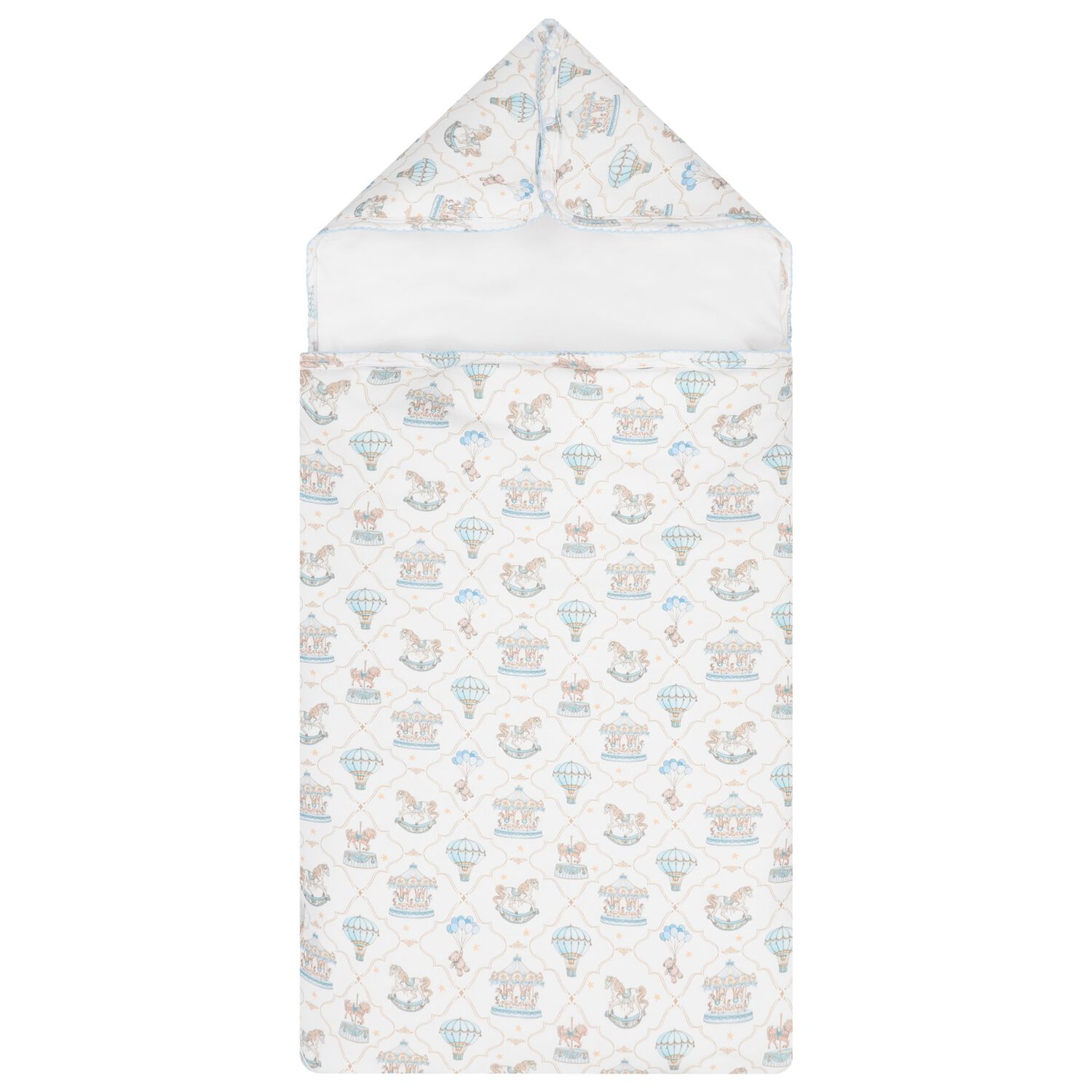 Baby Boys Blue & White Carousel & Hot Air Balloon Nest, 1, hi-res