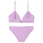 Girls Purple Embroidered Flower Bikini, 1, hi-res