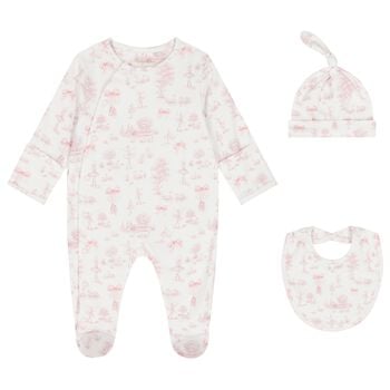Baby Girls White & Pink Swan Babygrow Gift Set 