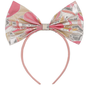 Girls Pink & Silver Bow Hairband