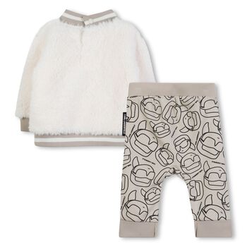 Younger Boys Ivory & Beige Ikonik Karl Tracksuit 