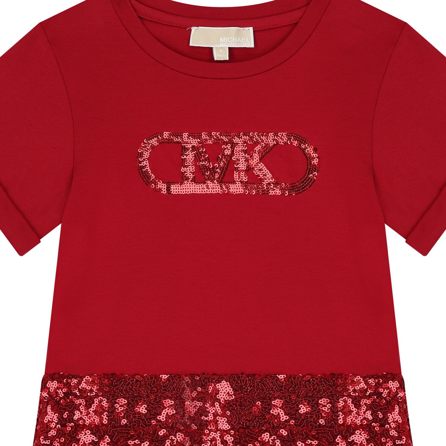 Girls Red Logo Embellished Dress, 2, hi-res