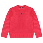 سترة محبوكة بشعار أحمر للبنات, 1, hi-res