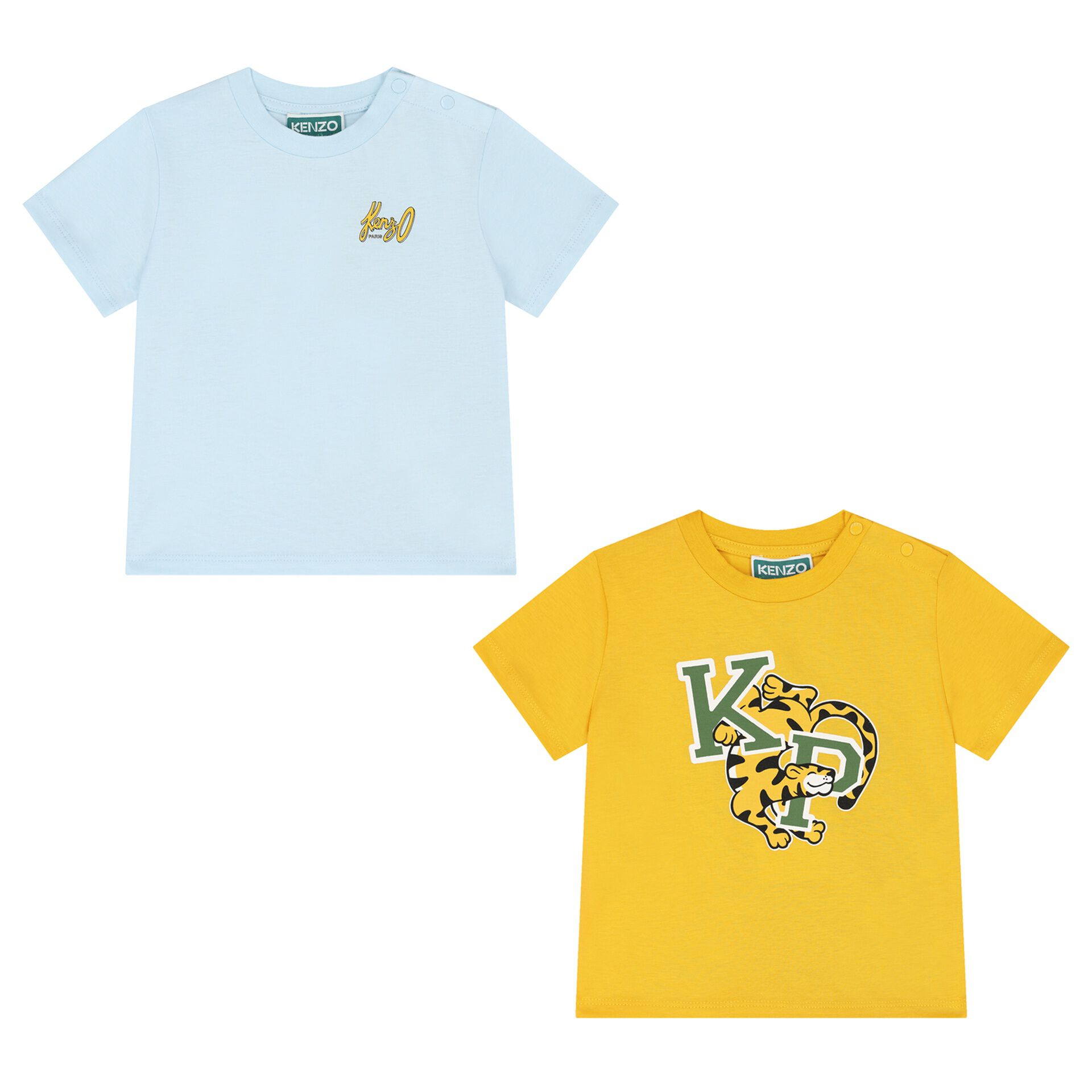 KENZO KIDS Younger Boys Blue Yellow T Shirts 2 Pack Junior Couture USA