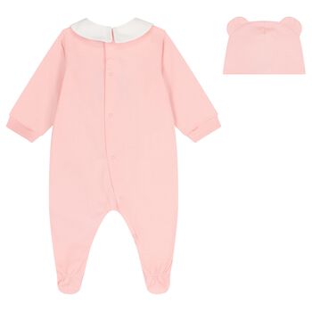 Baby Girls Pink Teddy Bear Logo Babygrow Gift Set 