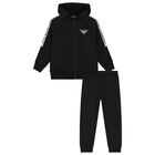 Boys Black Logo Tracksuit, 1, hi-res