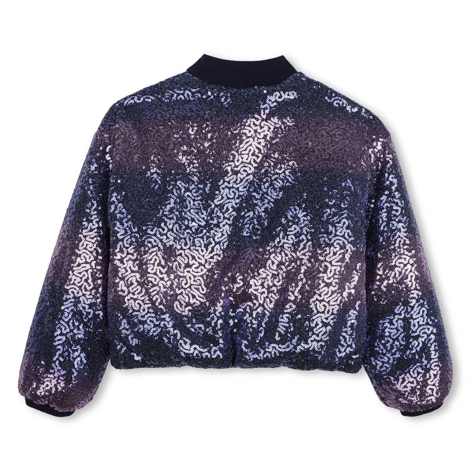 Girls Navy Blue Sequin Zip Up Top, 1, hi-res