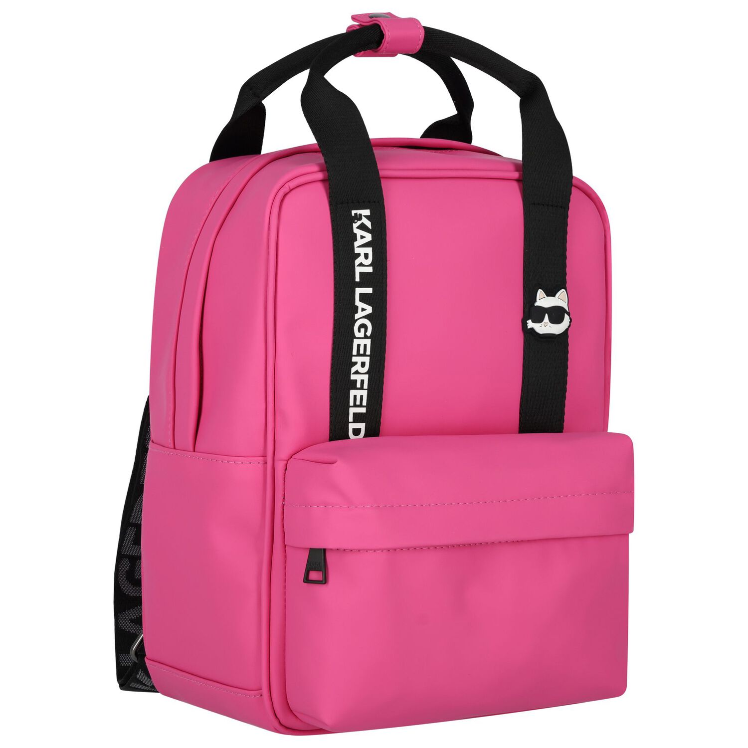KARL LAGERFELD Girls Pink & Black Logo Choupette Backpack 