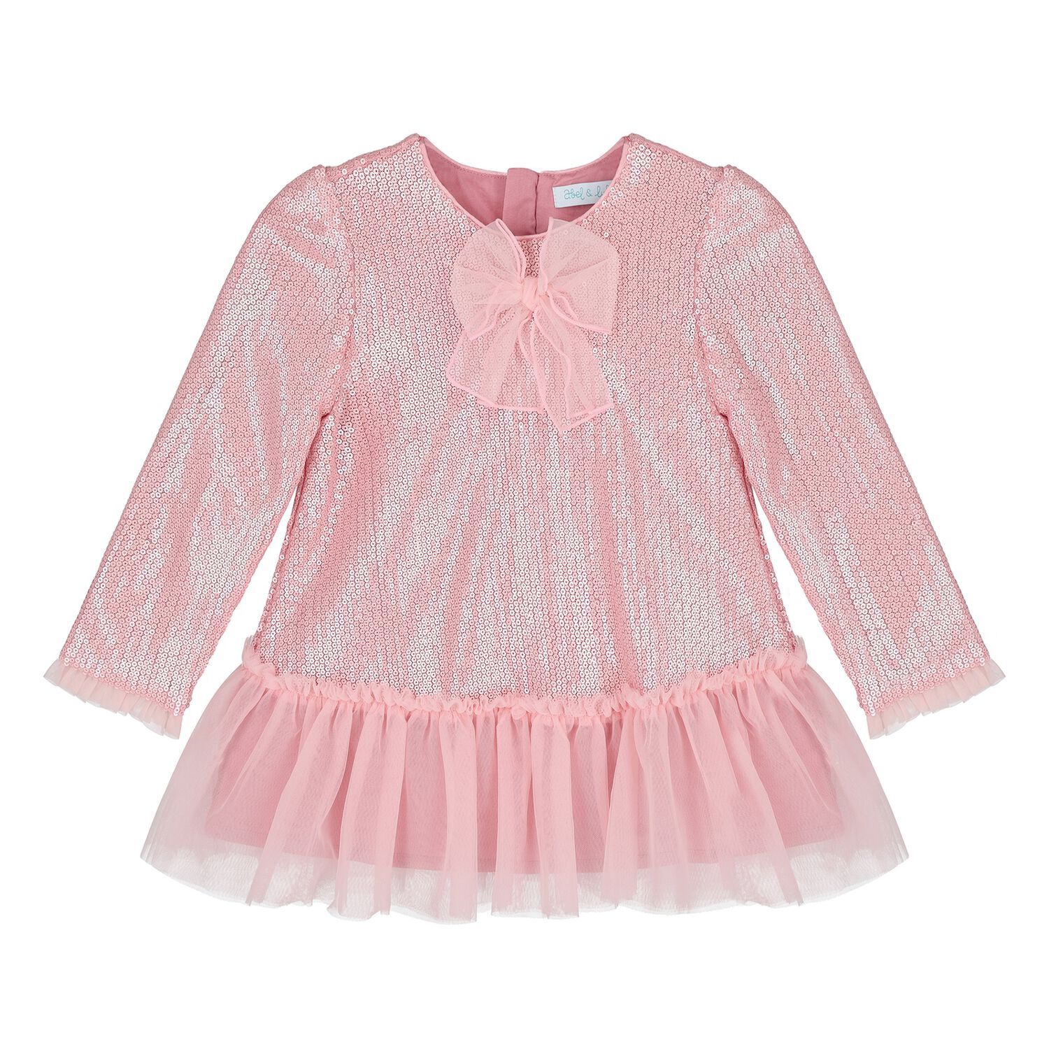 Younger Girls Pink Embellished Sequin Dress, 1, hi-res