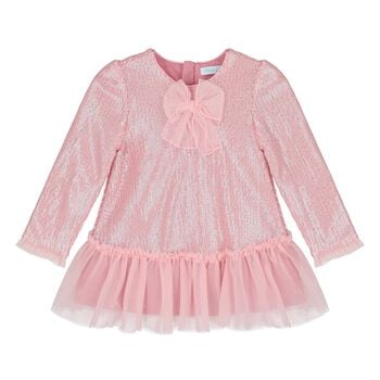 Younger Girls Pink Embellished Sequin Dress