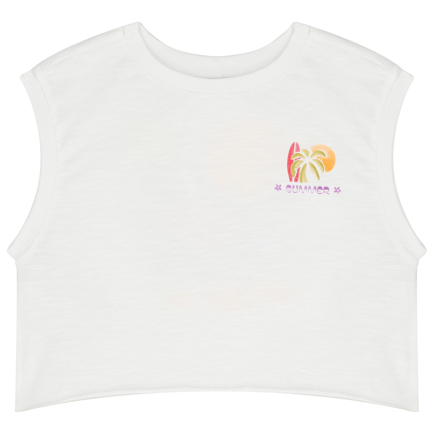 Girls White Sleeveless Top, 1, hi-res