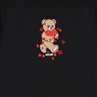 Girls Black Teddy Bear Logo Dress, 2, hi-res