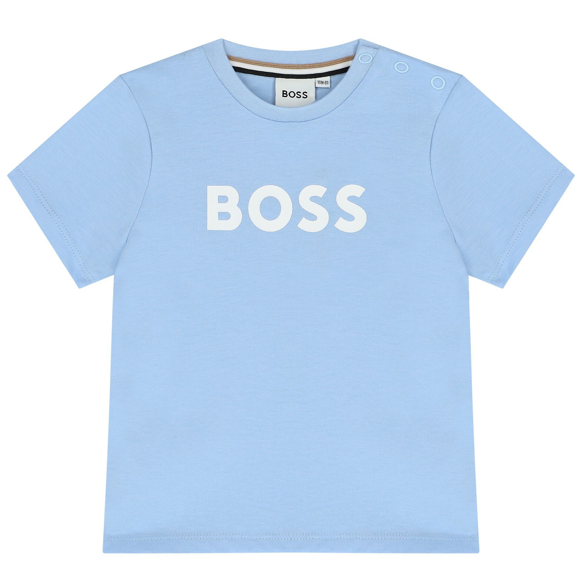 BOSS Younger Boys Pale Blue Logo T Shirt Junior Couture
