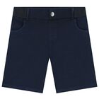 Boys Yellow & Navy Blue Logo Shorts Set, 1, hi-res