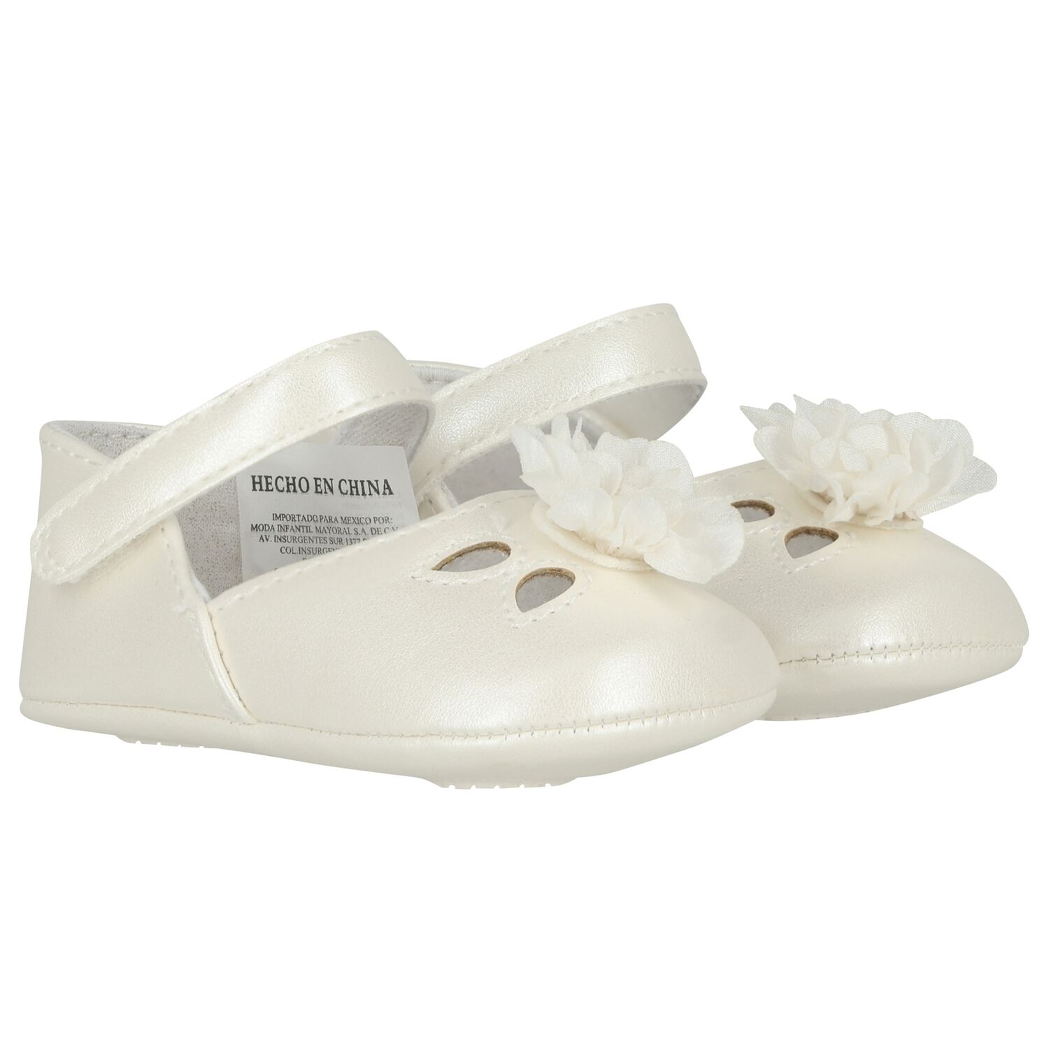 Baby Girls Ivory Flower Pre Walker Shoes, 1, hi-res